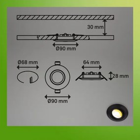 Briloner 7587035 - SET 3x LED plafoniera da incasso per bagno KLIRA 1xLED/4,9W/230V IP23 nera