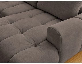 Divano angolare grigio tortora allungabile e con contenitore (penisola a sinistra/a U) con rivestimento in ciniglia Fuji – Bobochic Paris