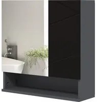 Specchio Armadietto da Bagno Pensile 2 Ante 55x17x55 cm in Legno Nero