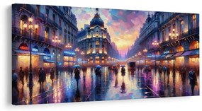 Quadro su tela – Città di sera sotto la pioggia