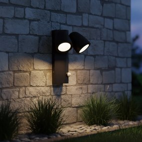 Applique da Esterno IP65 2xGU10 con Sensore movimento AXIS - Nera