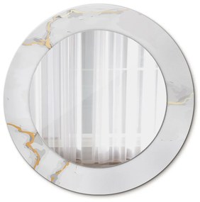 Specchio rotondo stampato Marmo dorato bianco fi 50 cm