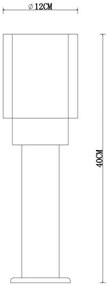 Paletto da Giardino 40cm di Design in acciaio INOX IK06 IP54 base E27