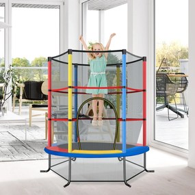 Costway Tappeto elastico per bambini con rete di sicurezza, Tappeto elastico con struttura in acciaio resistente 4 Colori