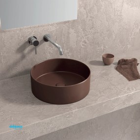 Lavabo D'Appoggio Da Diam. 35 Cm Finitura Caffè Opaco