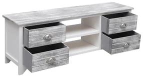 Mobile porta tv bianco e grigio 108x30x40 cm legno di paulownia