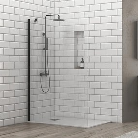 Doccia walk in 90 cm profilo nero con staffa diagonale | KS2800NT - KAMALU