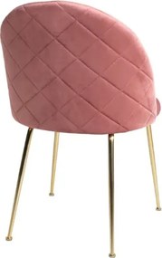 Sedia poltroncina in velluto Rosa con gambe in metallo Oro - PARIS 2 sedie