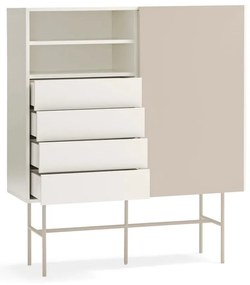 Cassettiera beige/color crema con porte scorrevoli 120x140x45 cm Nube – Teulat