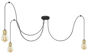 Lampadario a sospensione con filo TUBE LONG 3xE27/10W/230V nero/oro