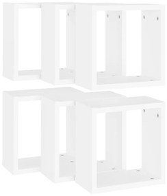 Mensole parete a cubo 6 pz bianche 30x15x30 cm