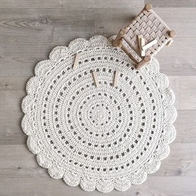 Tappeto bianco in cotone lavorato a mano, ø 120 cm Alma - Nattiot