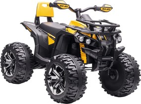 Quad per Bambini Elettrico 12V con Fari e Batteria Ricaricabile, Età 3-5 Anni, 100x65x73cm, Giallo...