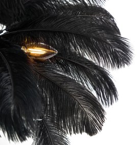 Lampada da terra Art Déco nera con piume nere - Peahen