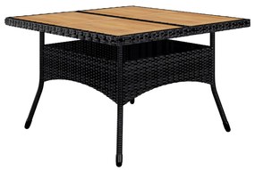 Set da pranzo da giardino 9 pz in polyrattan e acacia nero