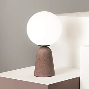 Lumetto da tavolo ROCK in cemento Rosso e vetro satinato 15x30 cm