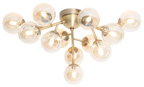 Plafoniera smart bronzo con vetro ambrato 12 luci incl. 12 Wifi G9 - Bianca