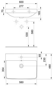Bruckner - Lavabo incasso NERON 60x48 cm bianco
