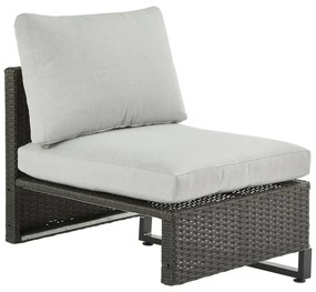 Poltrona centrale con cuscino grigio Noa NATERIAL, struttura in acciaio antracite seduta in rattan sintetico antracite, L 58 x H 62 x P 68 cm