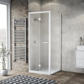 Porta doccia rettangolare Record 100 x 80 cm, H 195 cm in vetro, spessore 6 mm satinato bianco