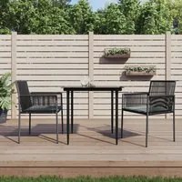 Sedie Giardino con Cuscini 2 pz Nere 54x60,5x83,5 cm Polyrattan 364102