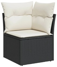 Set divani da giardino con cuscini 7pz nero polyrattan