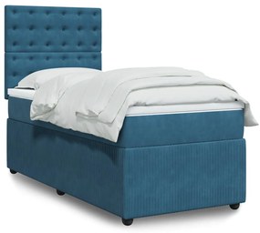 Giroletto A Molle Con Materasso Blu 80x200 Cm İn Velluto /