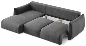 Divano angolare grigio scuro allungabile (con penisola a sinistra/con chaise lounge) Leila – Makamii