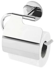 Porta rotolo a muro con coperchio in acciaio cromato Bora