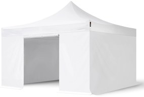 TOOLPORT 4x4m gazebo pieghevole PES con laterali, PROFESSIONAL alluminio, bianco - (600173)