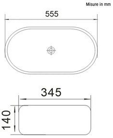 Ciotola da appoggio in ceramica ovale 55,5x34,5 cm bianco lucido