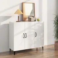 Credenza Bianco Lucido 90x34x80 cm in Legno Multistrato 812507