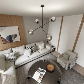 Lampadario a Sospensione in Acciaio e Vetro LINEAR 4 Nero 4xE14 Colore delle Sfere Grafite