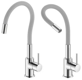 Miscelatore cucina lavello e lavanderia grigio canna alta orientabile snodata Snake