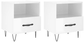 Comodini 2 pz Bianco Lucido 40x35x47,5 cm in Legno Multistrato