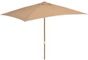 Ombrellone Da Esterni Con Palo İn Legno 200x300 Cm Tortora /