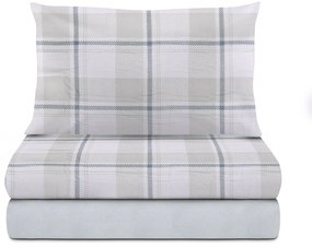 Completo letto singolo scozzese azzurro in flanella