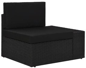 Set divani da giardino 5 pz in polyrattan nero