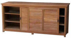 Mobile Weston 200 x 60 Marrone in Legno Teak massiccio - Mobile con 2 Ante Scorrevoli