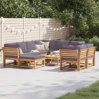 Set Salotto da Giardino 10 pz con Cuscini Legno Massello Acaciacod mxl 92611