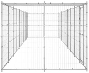 Gabbia per cani da esterno in acciaio zincato con tetto 21,78m²