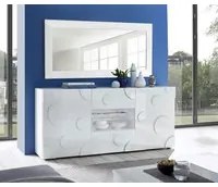 Madia Cerchio a 2 ante 2 cassetti, finitura bianco lucido, design moderno ZLCSHPRD2