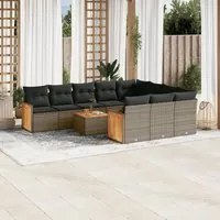 Set Divani da Giardino 11 pz con Cuscini in Polyrattan Grigio 3260429