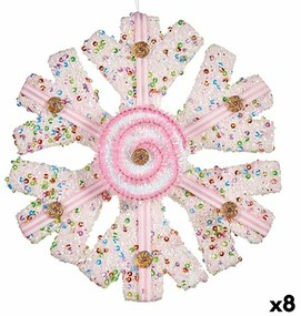 Decorazione Natalizia Fiocchi di neve Bianco Rosa 17 x 6 x 17 cm (8 Unità)