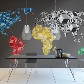 Fotomurale Map of the World colorful solids