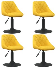 Sedie Da Pranzo Girevoli 4 Pz Giallo Senape İn Velluto /