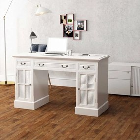 Scrivania A Doppia Colonna Bianca 140x48x80 Cm /