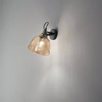 Applique In Metallo Vintage Nero Ottone 1 Luce E27