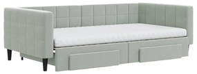 Divano letto estraibile cassetti grigio chiaro 100x200 velluto