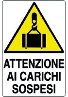 CARTELLO 'ATTENZIONE AI CARICHI SOSPESI' cm 60 x 40 10 PZ Idroweb